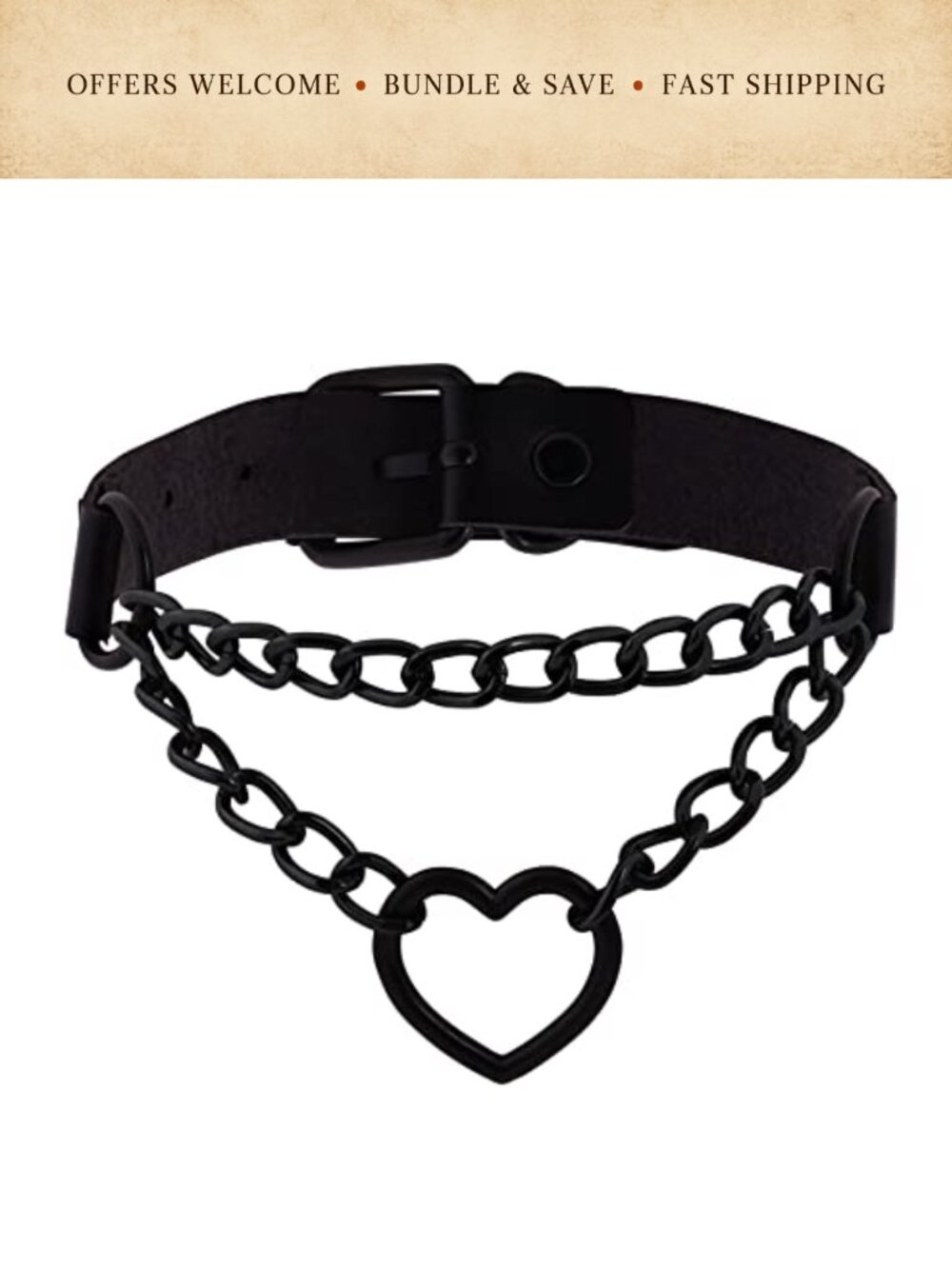 Punk Spiked Heart Choker Necklace PU Leather Adjustable Goth Jewelry